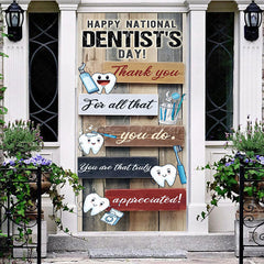 Lofaris Wood Grain Thank You Happy Dentists Day Door Cover