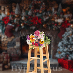 Lofaris Wood Grain Wall Fireplace Gifts Christmas Backdrop