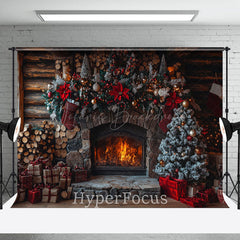 Lofaris Wood Grain Wall Fireplace Gifts Christmas Backdrop