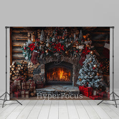 Lofaris Wood Grain Wall Fireplace Gifts Christmas Backdrop