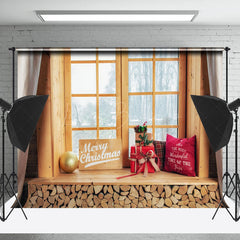 Lofaris Wood Window Gift Winter Forest Christmas Backdrop