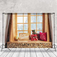 Lofaris Wood Window Gift Winter Forest Christmas Backdrop