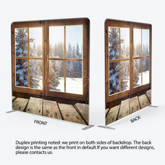 Lofaris Wood Window Pine Tree Scene Square Photo Backdrop