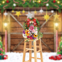 Lofaris Woode Barn Door Trees Festive Christmas Backdrop