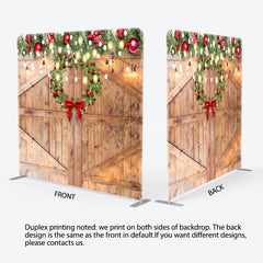 Lofaris Wooden Door Christmas Wreath Pillow Case Backdrop