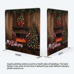 Lofaris Wooden Fireplace Gift Christmas Pillow Cover Backdrop