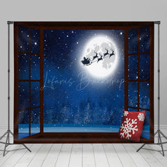 Lofaris Wooden Floor Christmas Window Scene Room Set Backdrop