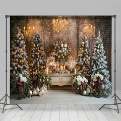 Lofaris Wooden Floor Mural Wall Christmas Room Set Backdrop