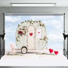 Lofaris Wooden Motorhome Blue Sky Valentines Day Backdrop