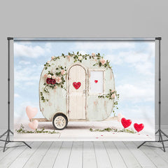 Lofaris Wooden Motorhome Blue Sky Valentines Day Backdrop