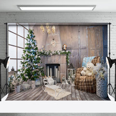 Lofaris Wooden Room Window Xmas Trees Christmas Backdrop