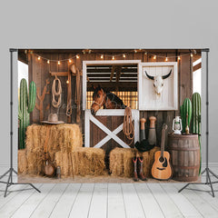 Lofaris Wooden Stable Hay Horse Cowboy Cake Smash Backdrop