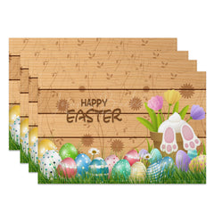 Lofaris Wooden Stripe Lawn Eggs Easter Set Of 4 Placemats