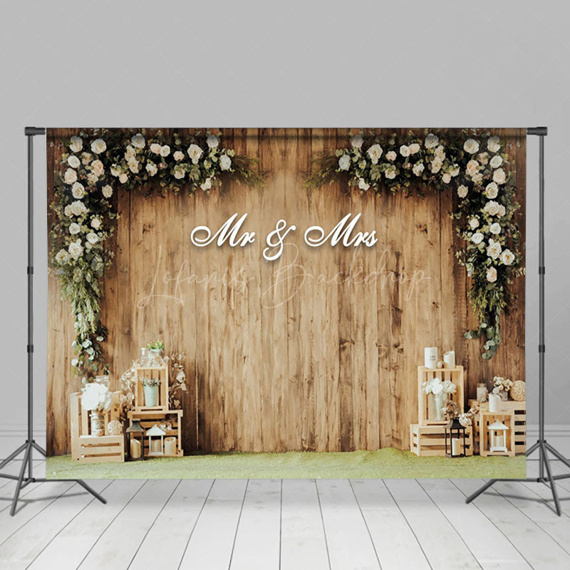 Lofaris Wooden Wall Floral Decoration Wedding Photo Backdrop