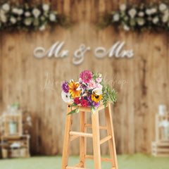 Lofaris Wooden Wall Floral Decoration Wedding Photo Backdrop