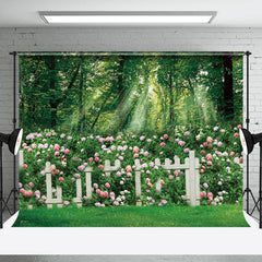 Lofaris Woods Rose Garden Fence Wedding Photo Backdrop