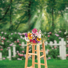 Lofaris Woods Rose Garden Fence Wedding Photo Backdrop