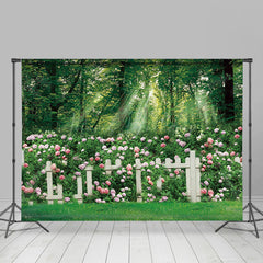 Lofaris Woods Rose Garden Fence Wedding Photo Backdrop