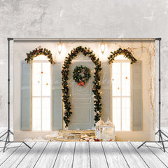 Lofaris Wreath Blinds Window Light Branches Xmas Backdrop