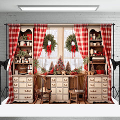 Lofaris Wreath Curtain Window Cupboard Christmas Backdrop