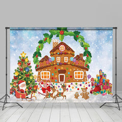 Lofaris Wreath Gingerbread House Carriage Christmas Backdrop