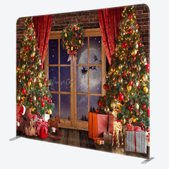 Lofaris Wreath Trees Window Christmas Pillow Case Backdrop