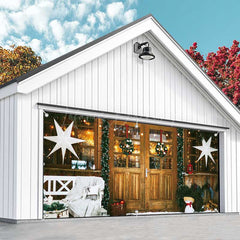 Lofaris Wreath Wood Boutique Christmas Garage Door Banner