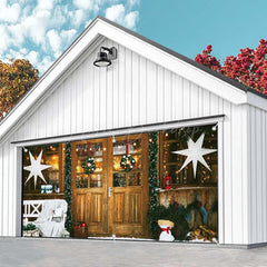 Lofaris Wreath Wood Boutique Christmas Garage Door Banner