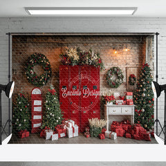 Lofaris Wreaths Red Scene Festive Christmas Room Backdrop