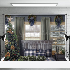 Lofaris Xmas Tree Bed Curtain Window Scene Christmas Backdrop