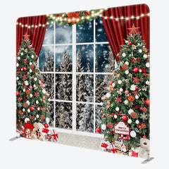 Lofaris Xmas Tree Curtain Window Moon Pillow Case Backdrop