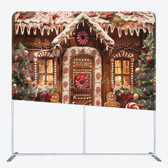 Lofaris Xmas Tree Gingerbread House Pillow Case Backdrop