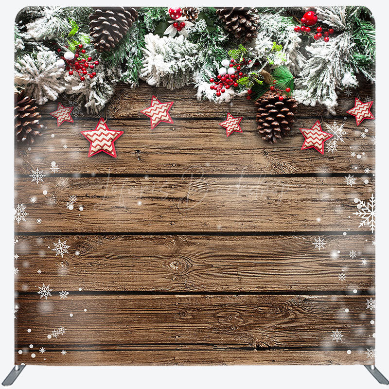 Lofaris Xmas Tree Star Wood Floor Double-Sided Square Backdrop