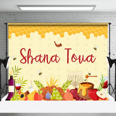 Lofaris Yellow Bee Honeycomb Food Shofar Shana Tova Backdrop