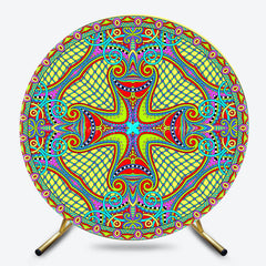 Lofaris Yellow Blue Abstract Pattern Round Ethiopian Backdrop