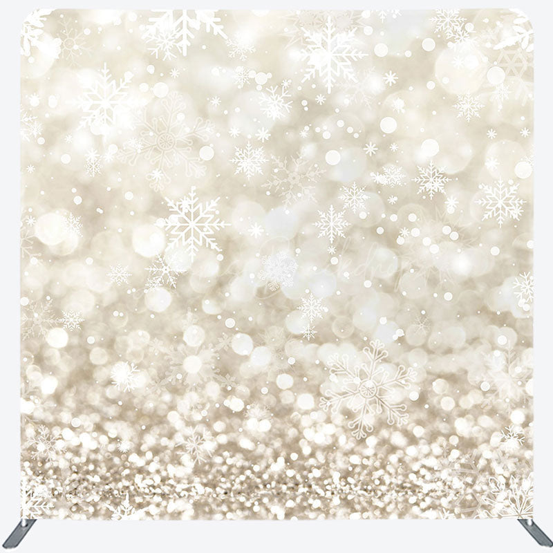 Lofaris Yellow Bokeh Snowflake Christmas Pillow Case Backdrop