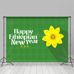 Lofaris Yellow Floral Green Happy Ethiopian New Year Backdrop