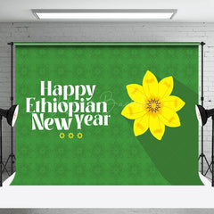 Lofaris Yellow Floral Green Happy Ethiopian New Year Backdrop