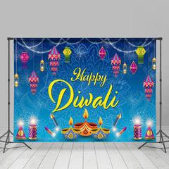 Lofaris Yellow Flower Purple Candlelit Mandala Diwali Backdrop