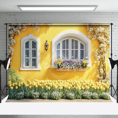 Lofaris Yellow Garden Wall Greenery Floral Spring Backdrop