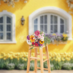 Lofaris Yellow Garden Wall Greenery Floral Spring Backdrop