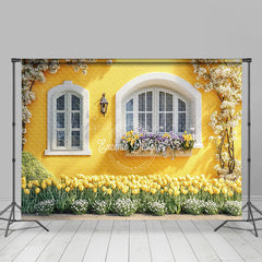 Lofaris Yellow Garden Wall Greenery Floral Spring Backdrop