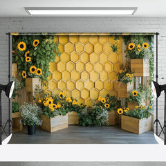 Lofaris Yellow Honeycomb Wall Greenery Floral Spring Backdrop