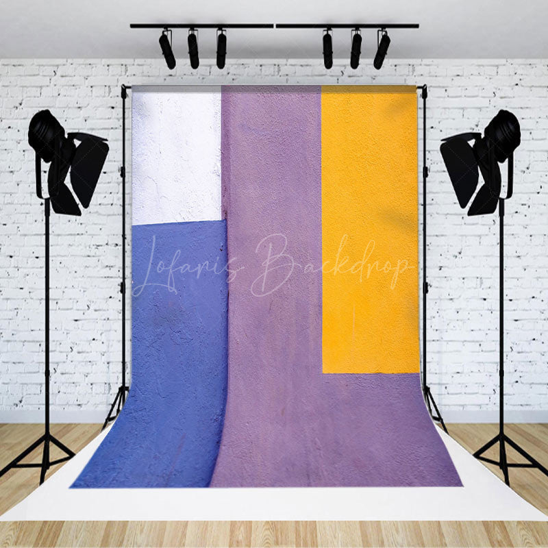 Lofaris Yellow Purple Blue White Spliced Fine Art Backdrop