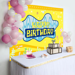 Lofaris Yellow Undersea Plant Bubbles Happy Birthday Backdrop