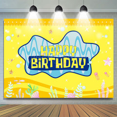 Lofaris Yellow Undersea Plant Bubbles Happy Birthday Backdrop