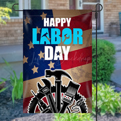 Lofaris Lofris Black Repair Tools Retro Happy Labor Day Garden Flag