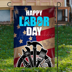 Lofaris Lofris Black Repair Tools Retro Happy Labor Day Garden Flag