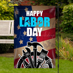 Lofaris Lofris Black Repair Tools Retro Happy Labor Day Garden Flag