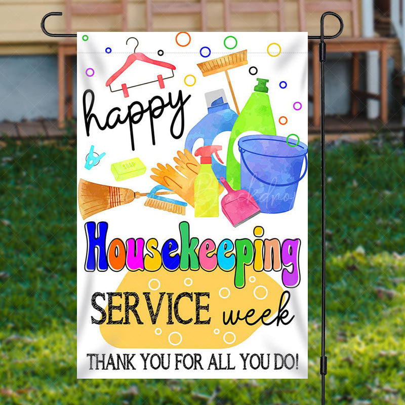 Lofaris Lofris Colorful Happy Housekeeping Service Week Garden Flag